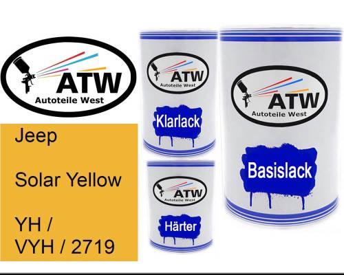 Jeep, Solar Yellow, YH / VYH / 2719: 500ml Lackdose + 500ml Klarlack + 250ml Härter - Set, von ATW Autoteile West.
